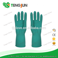 heavy duty green flocklined nitrile industrial gloves