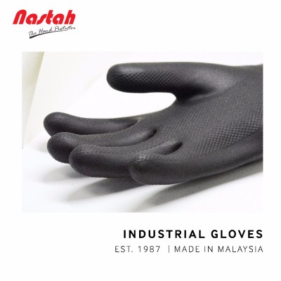 Black rubber long work gloves guantes de latex negros latex work gloves